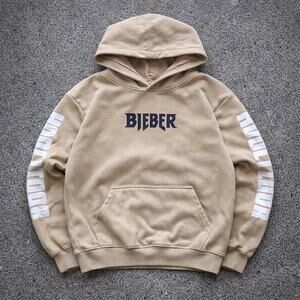 Justin Bieber Purpose Tour Beige Hoodie Size S Reverse weave style logo hoodie
